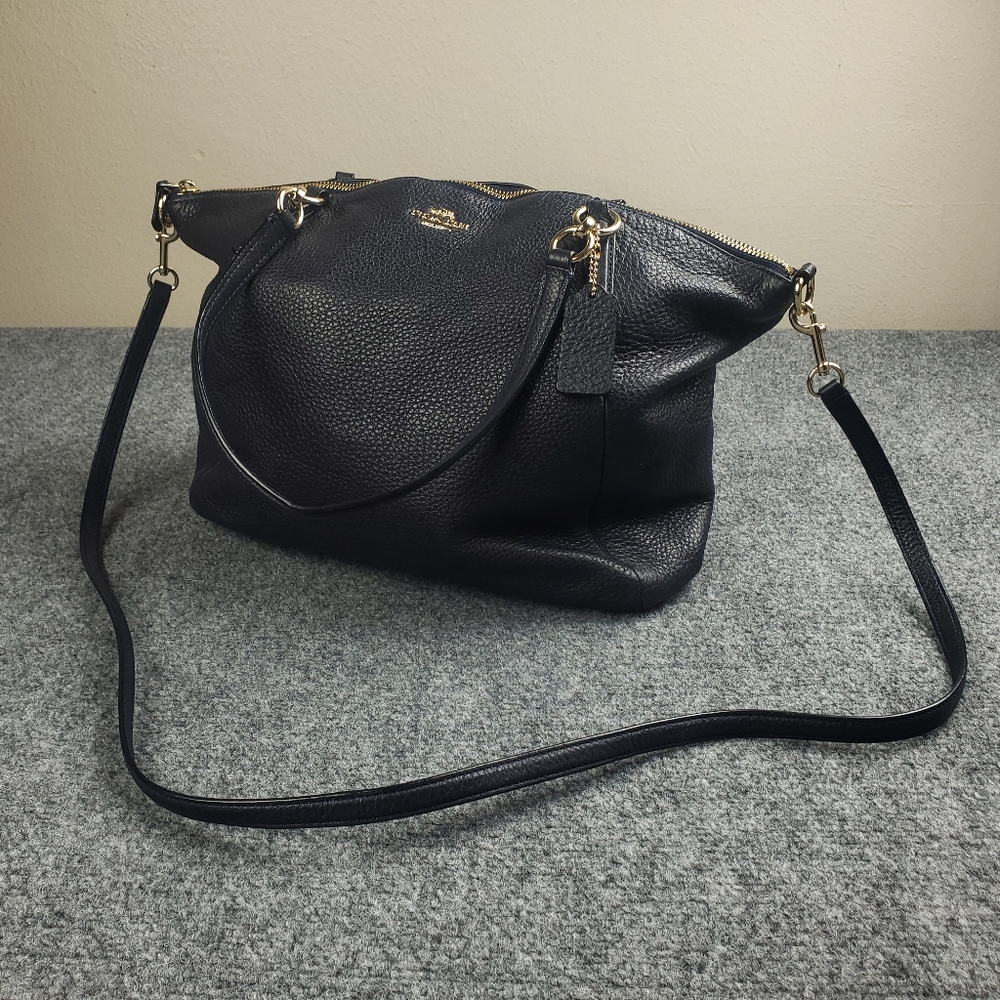 Coach Navy Leather Kelsey Shoulder Bag